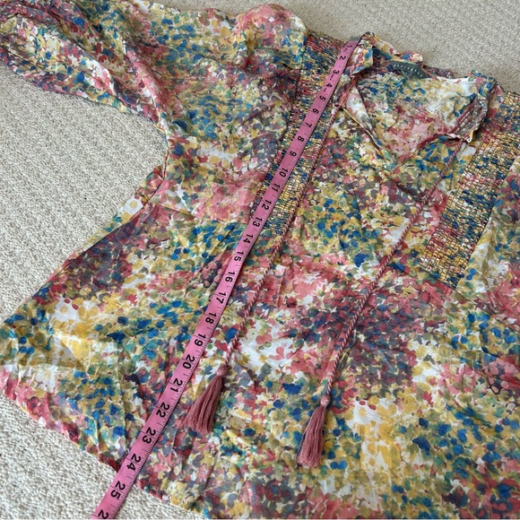 Sharagano Abstract Smocked Peasant Blouse - Picture 6 of 7